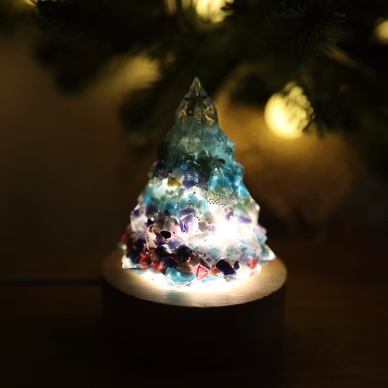 【情人節禮物】藍色細雪水晶聖誕樹-奧剛能量樹/療癒寶石交換禮物