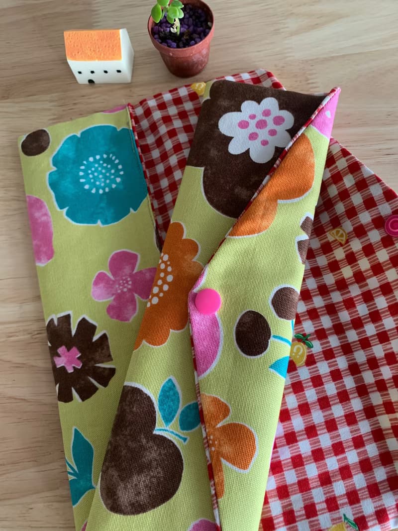 文青風環保纯棉筷袋 開心花兒 芥末黃 浪漫 日本 潮物 收纳 手作