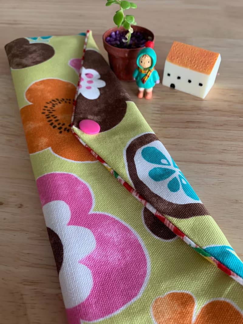 文青風環保纯棉筷袋 開心花兒 芥末黃 浪漫 日本 潮物 收纳 手作