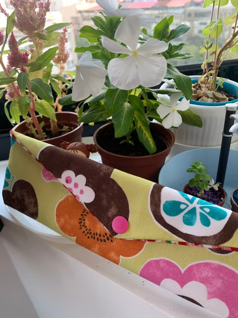 文青風環保纯棉筷袋 開心花兒 芥末黃 浪漫 日本 潮物 收纳 手作