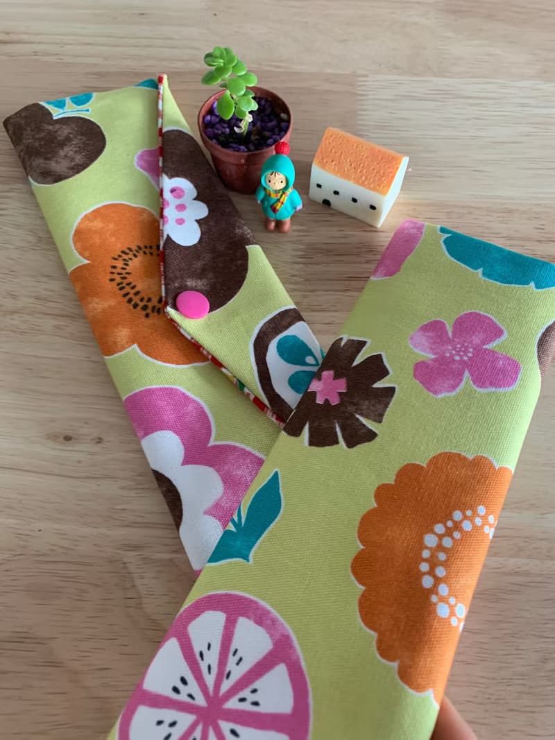 文青風環保纯棉筷袋 開心花兒 芥末黃 浪漫 日本 潮物 收纳 手作