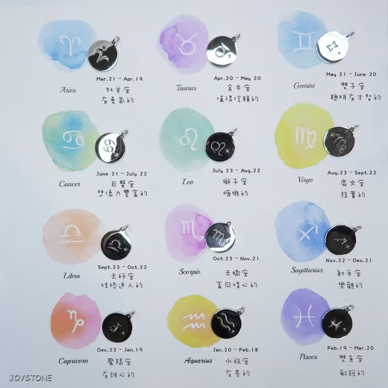 Bubbly圈圈星座項鍊 鏤空鑄造 圓形小吊墜12選1 可調式 情侶鍊