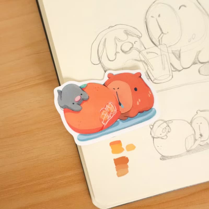 【防水貼紙】雨天, 鉛筆, 柳橙, 巢穴 | Peachtober 2023