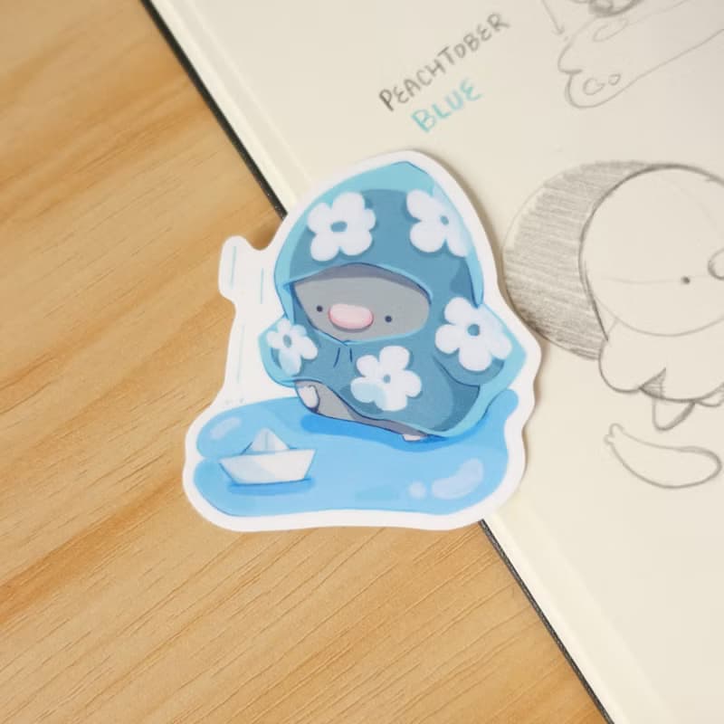 【防水貼紙】雨天, 鉛筆, 柳橙, 巢穴 | Peachtober 2023