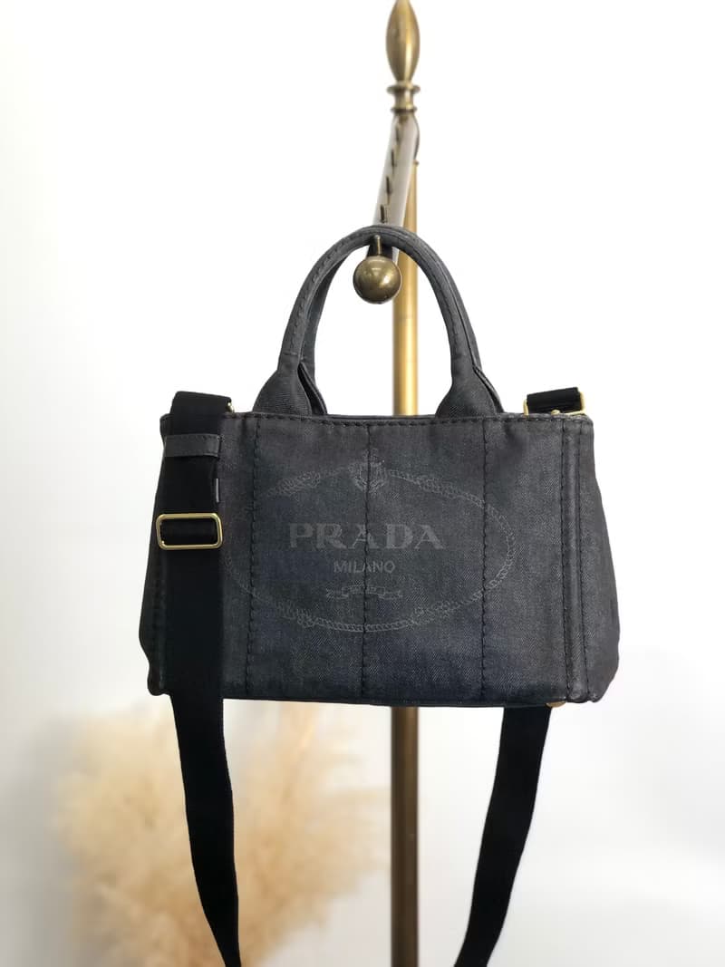 【 日本直送　名牌中古包 】PRADA プラダ ハンドバッグ ブラック カナパ キャンバス 2way vintage ヴィンテージ オールド ngejs5