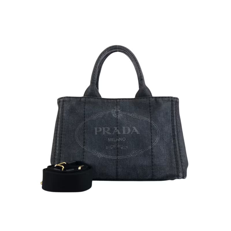 【 日本直送　名牌中古包 】PRADA プラダ ハンドバッグ ブラック カナパ キャンバス 2way vintage ヴィンテージ オールド ngejs5