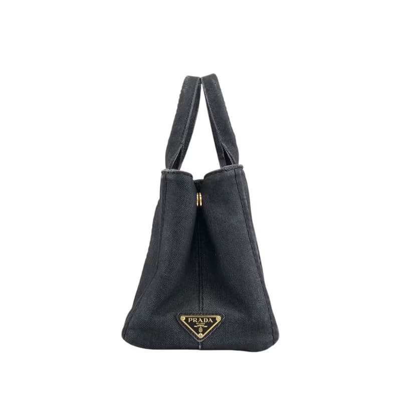 【 日本直送　名牌中古包 】PRADA プラダ ハンドバッグ ブラック カナパ キャンバス 2way vintage ヴィンテージ オールド ngejs5