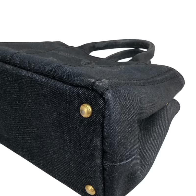 【 日本直送　名牌中古包 】PRADA プラダ ハンドバッグ ブラック カナパ キャンバス 2way vintage ヴィンテージ オールド ngejs5