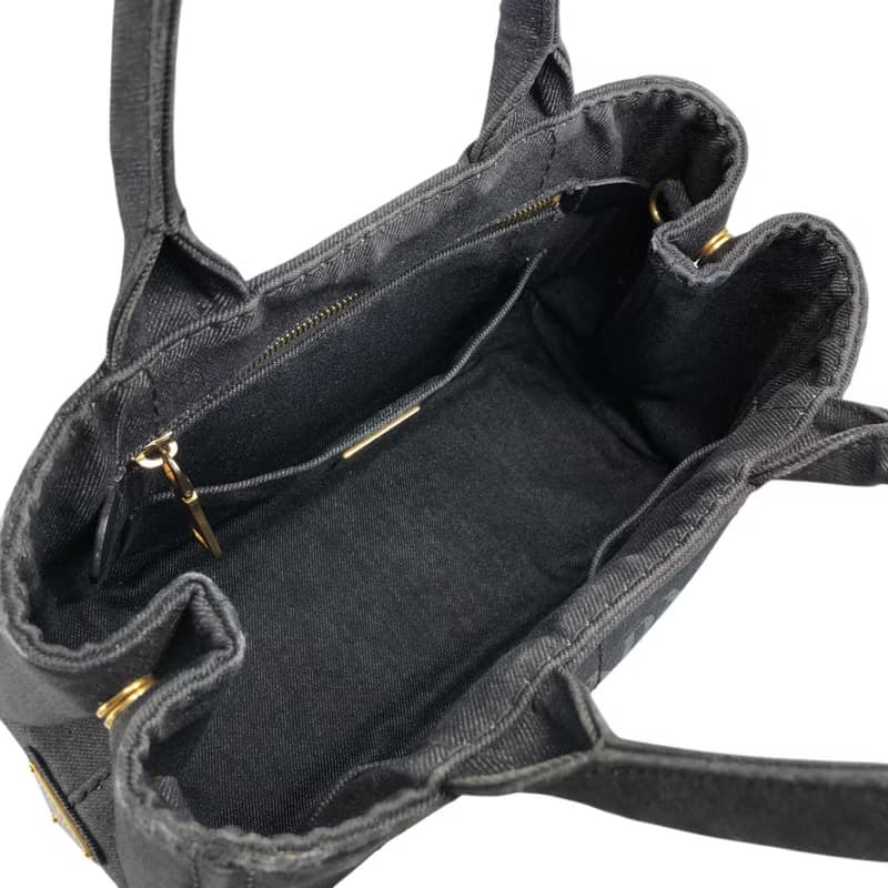 【 日本直送　名牌中古包 】PRADA プラダ ハンドバッグ ブラック カナパ キャンバス 2way vintage ヴィンテージ オールド ngejs5