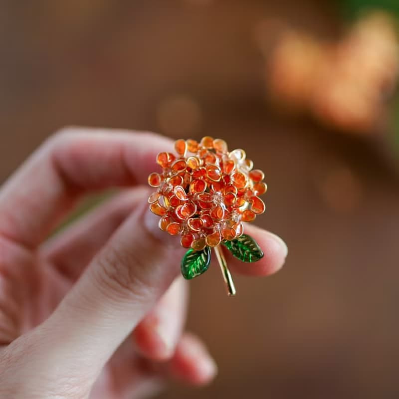 こんもり金木犀のポニーフック　秋色ヘアアクセサリー