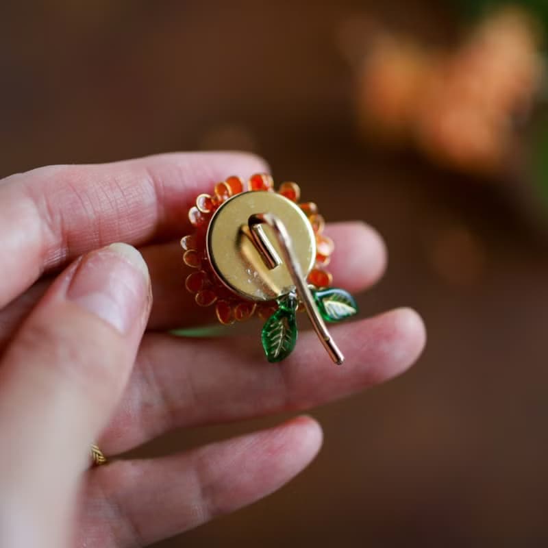 こんもり金木犀のポニーフック　秋色ヘアアクセサリー