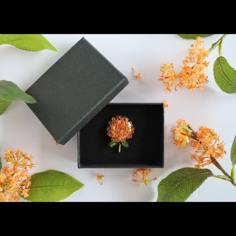 こんもり金木犀のポニーフック　秋色ヘアアクセサリー