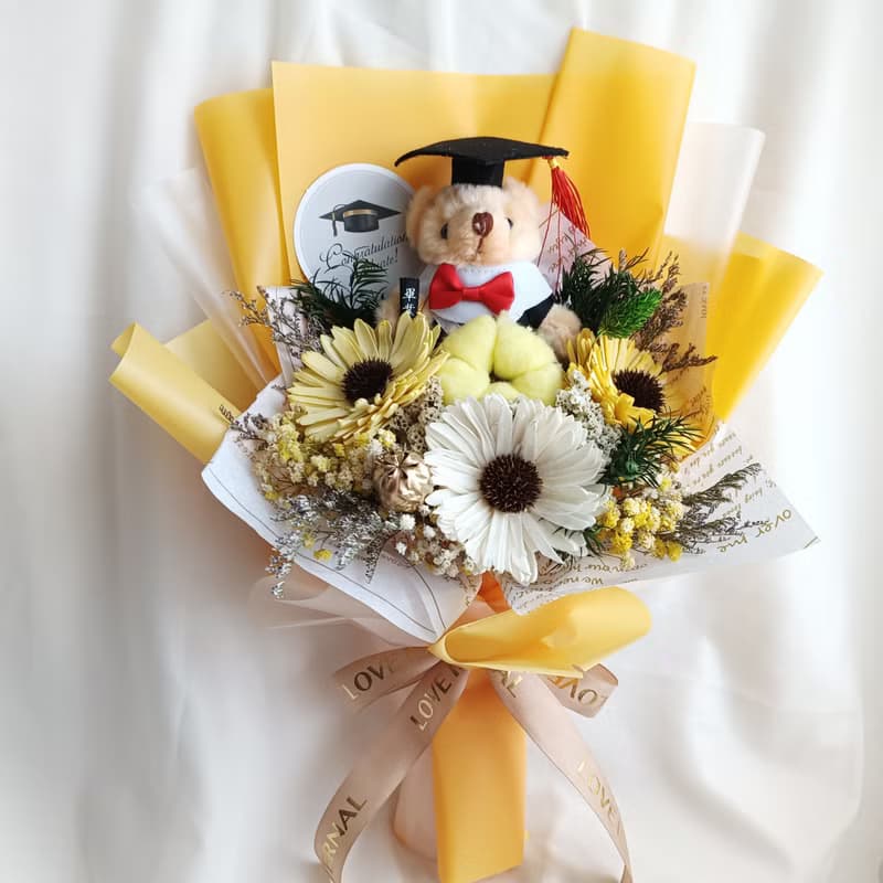 【熊愛你】畢業花束 五色 /畢業禮物/永生花/乾燥花