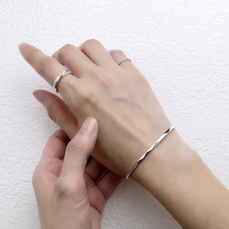 切面手環 925純銀