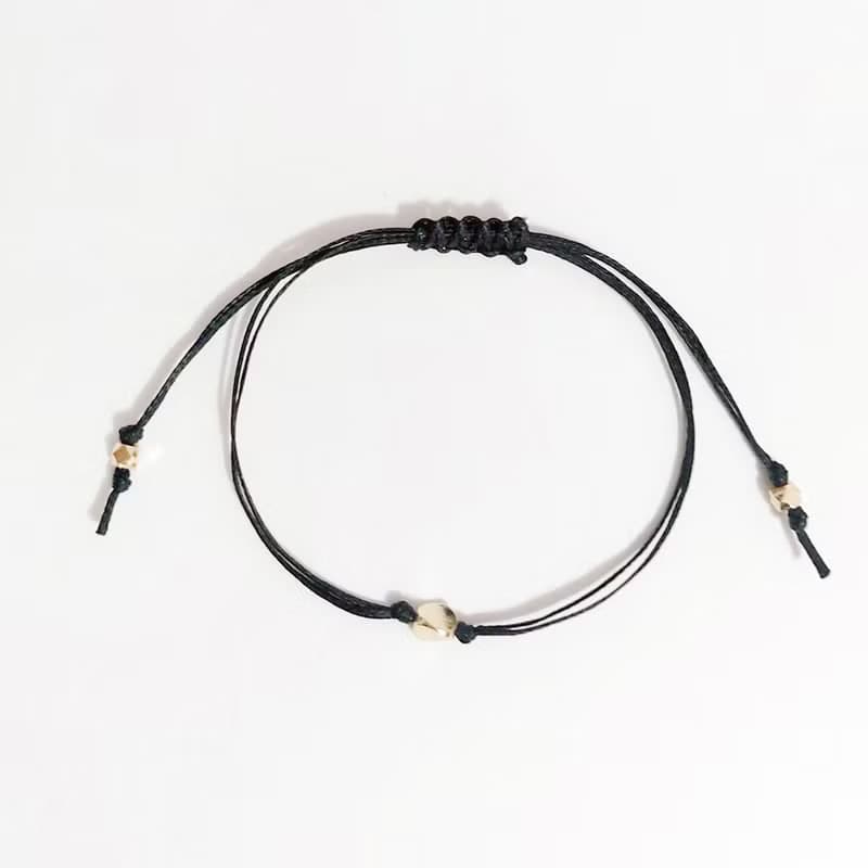 扭轉幸福編織手鍊  黑繩銅鍍14K金 法國奶奶系列