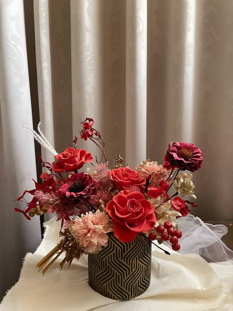 【永生花禮】火紅永生桌花/開幕花禮/升遷花禮/祝賀花禮/喬遷花禮