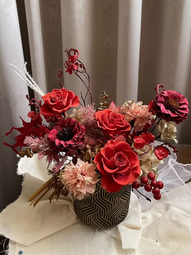 【永生花禮】火紅永生桌花/開幕花禮/升遷花禮/祝賀花禮/喬遷花禮