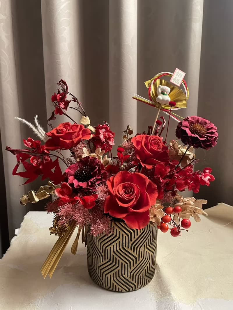 【永生花禮】火紅永生桌花/開幕花禮/升遷花禮/祝賀花禮/喬遷花禮