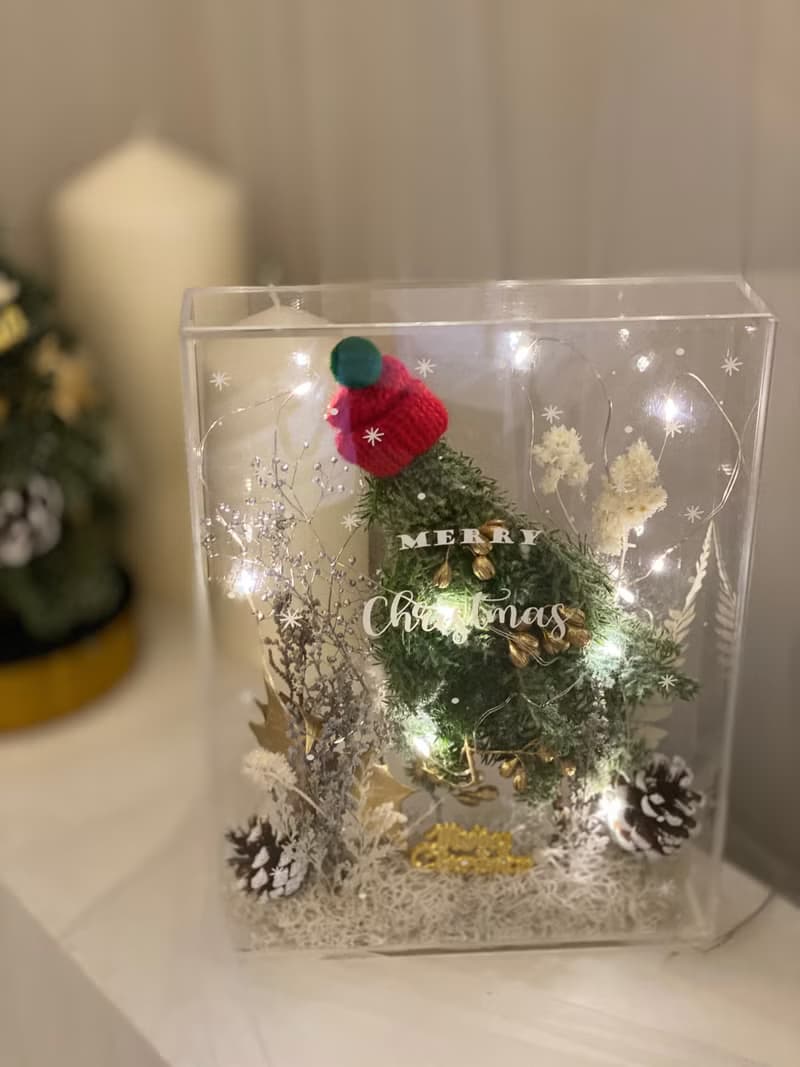 快速出貨 聖誕禮盒 聖誕禮物 交換禮物 雪松 漫花銀雪晶透花盒