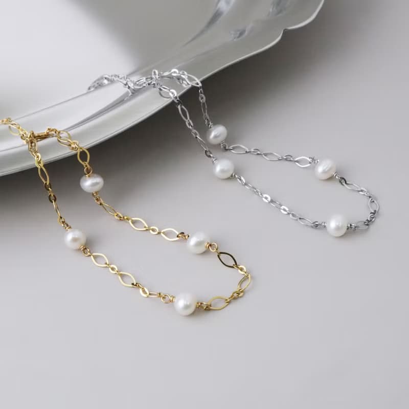 【送禮推薦】優雅。葉型珍珠手鍊