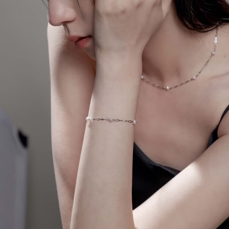 【送禮推薦】優雅。葉型珍珠手鍊