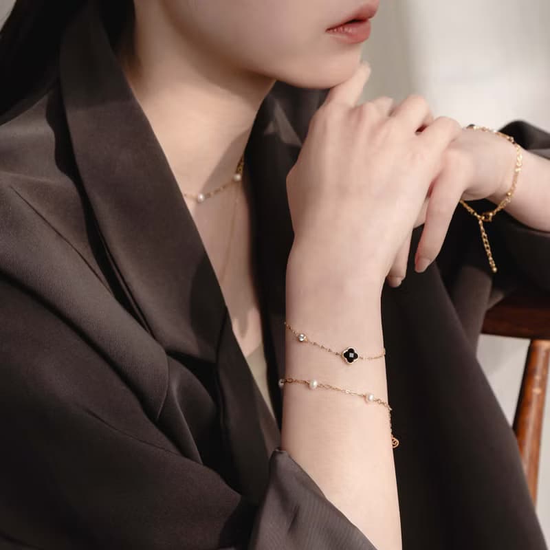 【送禮推薦】優雅。葉型珍珠手鍊