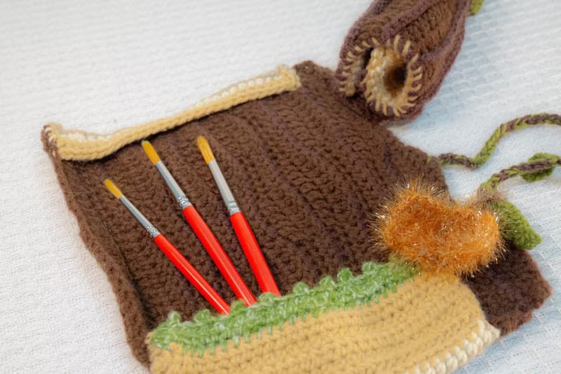 木紋餐具袋、文具袋 手鉤森林系列可放筷子湯匙吸管附手工菜瓜布