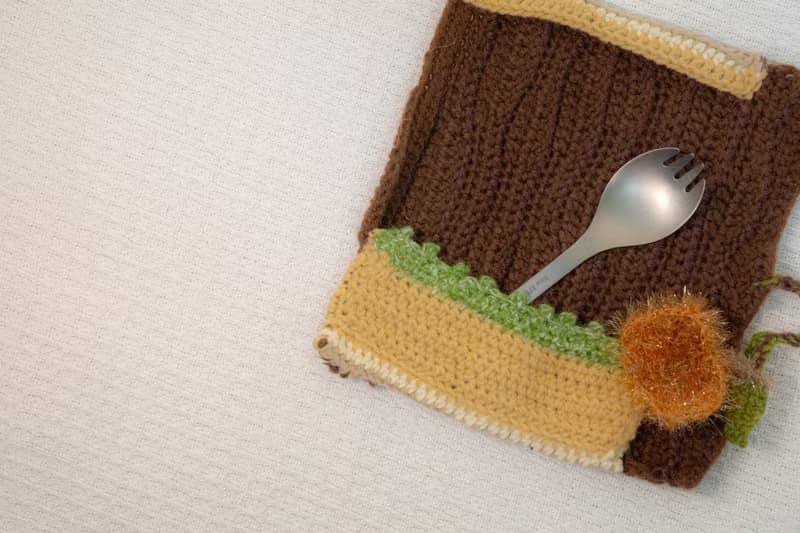 木紋餐具袋、文具袋 手鉤森林系列可放筷子湯匙吸管附手工菜瓜布