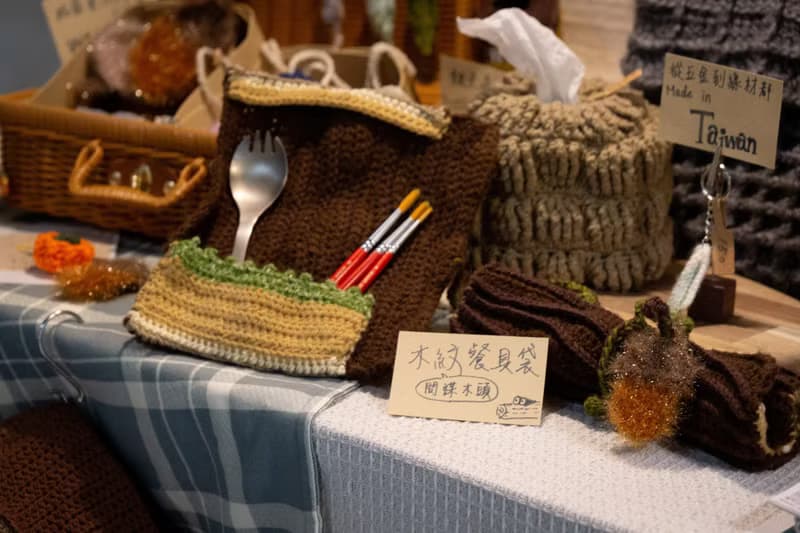 木紋餐具袋、文具袋 手鉤森林系列可放筷子湯匙吸管附手工菜瓜布