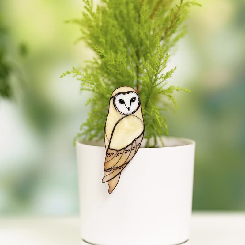 手工彩色玻璃貓頭鷹花盆裝飾 Tiffany工藝玻璃藝術