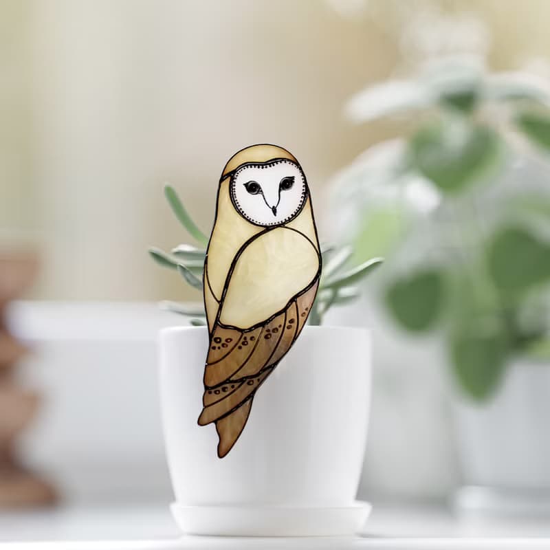 手工彩色玻璃貓頭鷹花盆裝飾 Tiffany工藝玻璃藝術