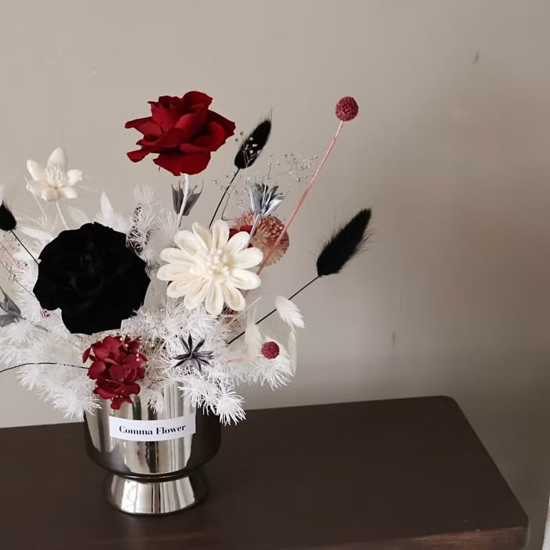 個性黑紅永生玫瑰盆花 情人節禮物 開幕盆花 居家擺設 送禮