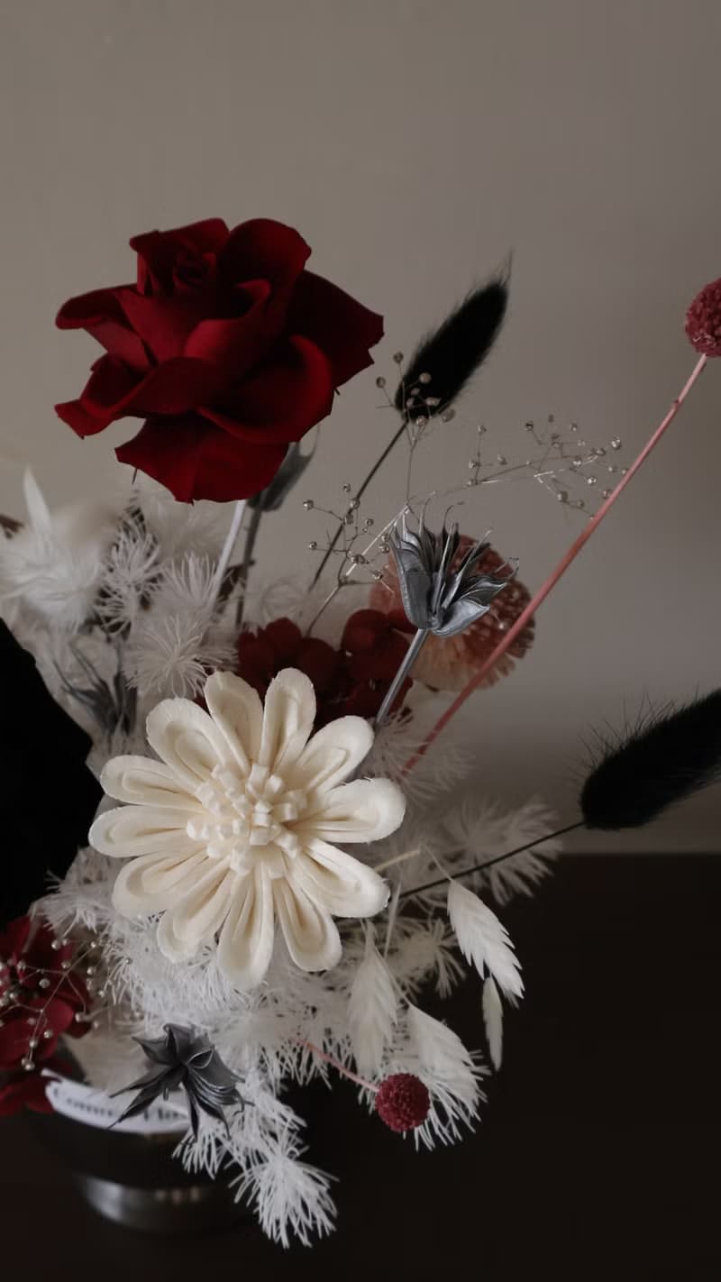 個性黑紅永生玫瑰盆花 情人節禮物 開幕盆花 居家擺設 送禮