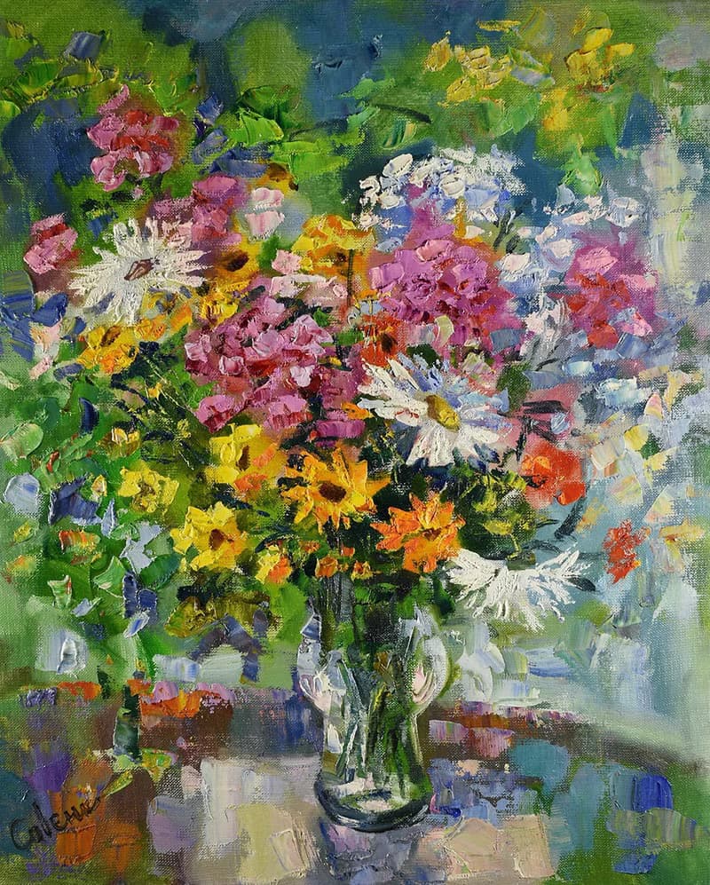 Sunny Bouquet Painting Flower Original Art Impressionism Artwork Floral Wall Art