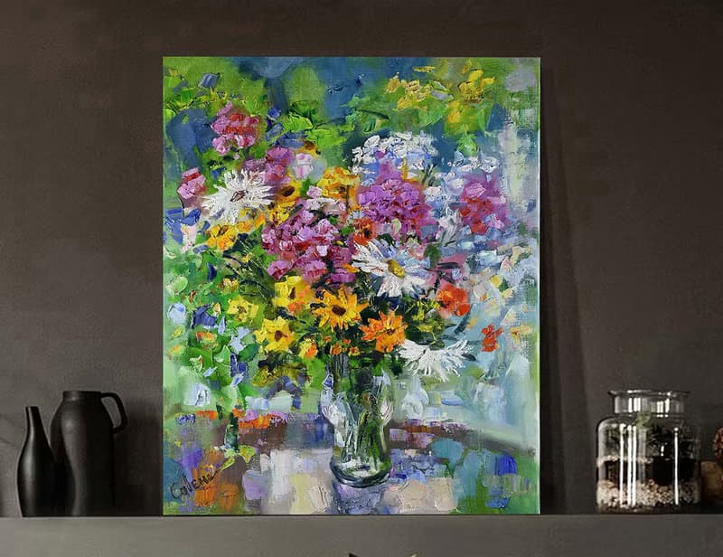 Sunny Bouquet Painting Flower Original Art Impressionism Artwork Floral Wall Art