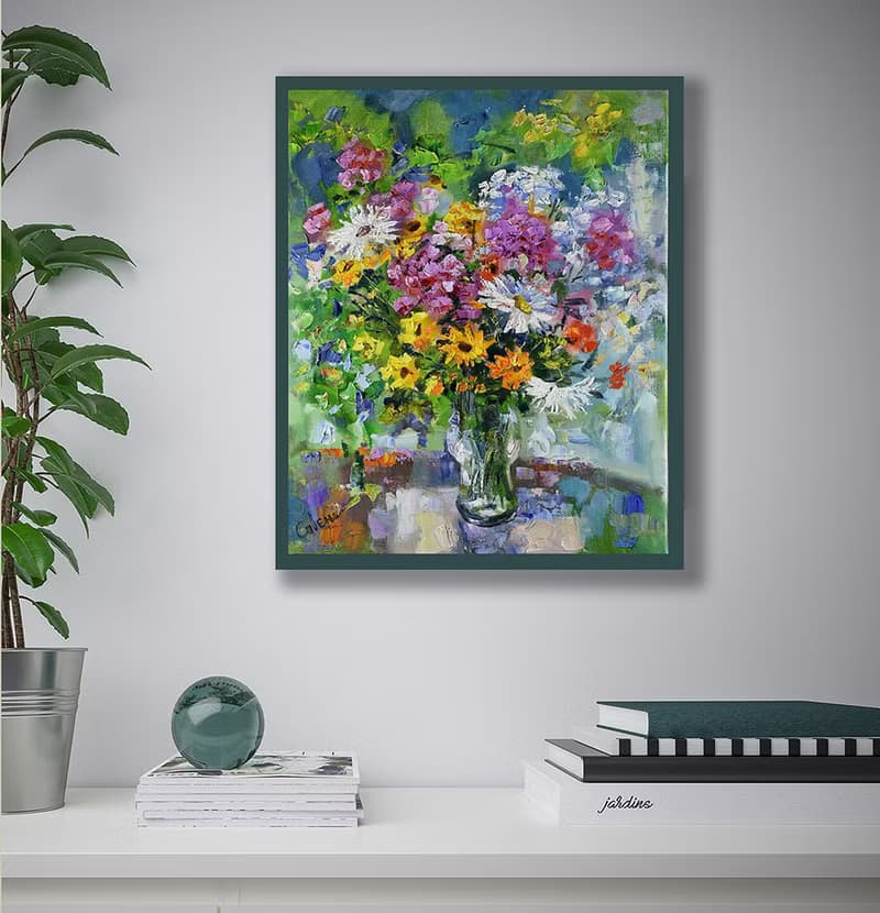 Sunny Bouquet Painting Flower Original Art Impressionism Artwork Floral Wall Art