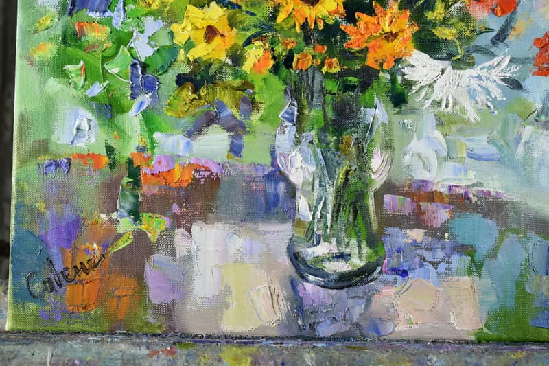 Sunny Bouquet Painting Flower Original Art Impressionism Artwork Floral Wall Art