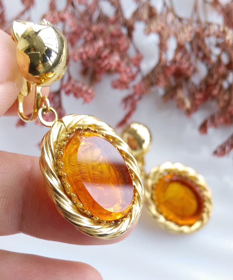 Vintage Jewelry 西洋古董飾品 CAMEO 旋轉框 夾式耳環