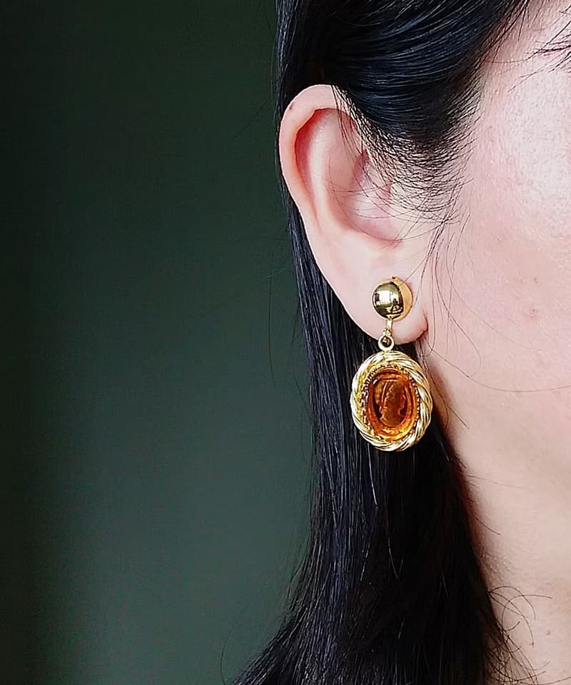 Vintage Jewelry 西洋古董飾品 CAMEO 旋轉框 夾式耳環