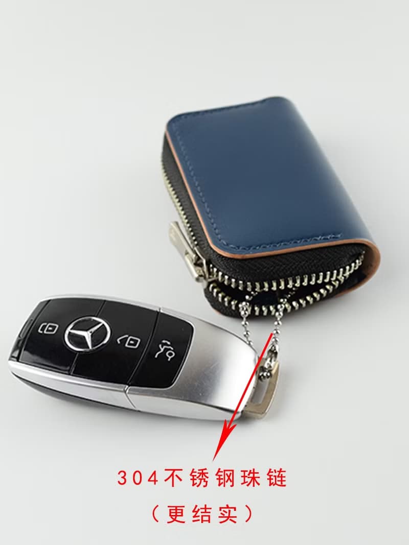 拉鏈車鑰匙包多車型通用迷你鑰匙收納包多功能零錢包馬臀皮手作