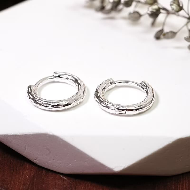 漫步森林 樹紋設計 易扣式 925純銀耳環 女生 男生 中性耳環