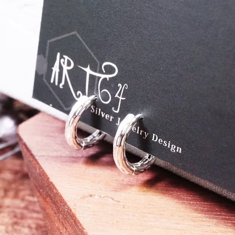 漫步森林 樹紋設計 易扣式 925純銀耳環 女生 男生 中性耳環