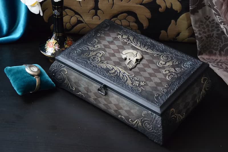 Gift for Him Wooden Watch Box Goth Decor Personalized Custom watch box