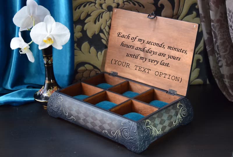 Gift for Him Wooden Watch Box Goth Decor Personalized Custom watch box