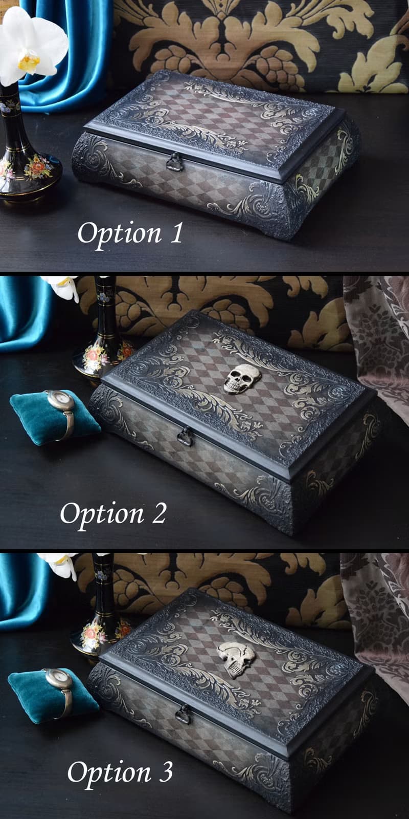 Gift for Him Wooden Watch Box Goth Decor Personalized Custom watch box