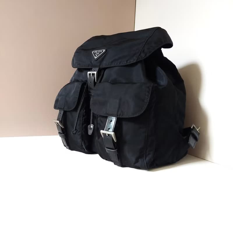 絕版古董品 Prada黑色銀標尼龍雙肩包 後背包 背囊 中古包 二手包