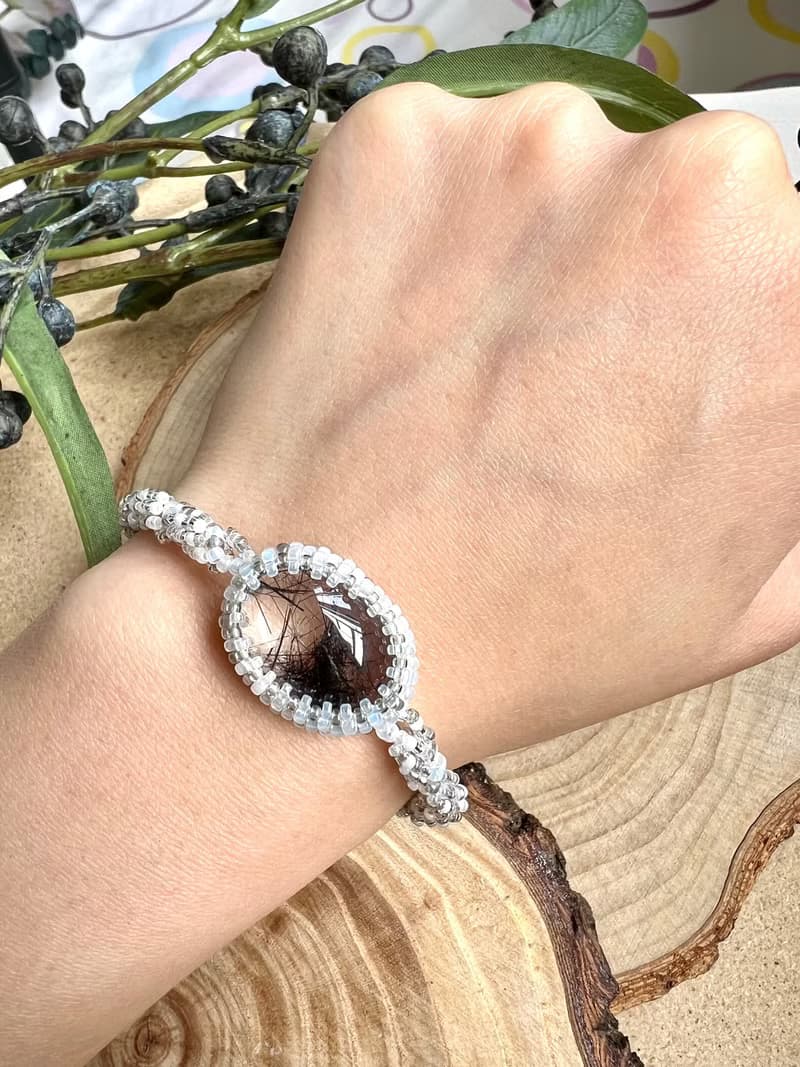 黑髮晶 簡約 串珠手鏈