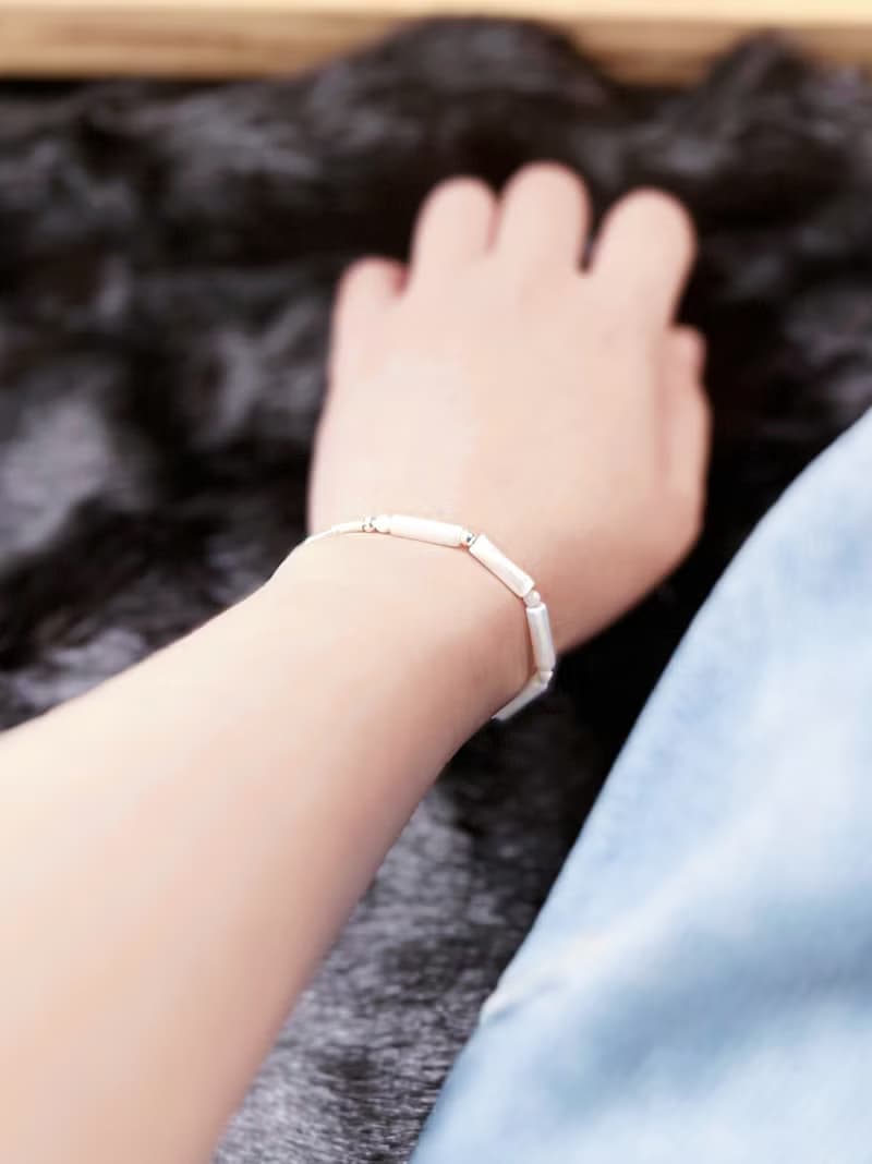 東方四季竹節 生長初時 天然貝殼珠x925銀 原創手作小眾串珠 手鏈