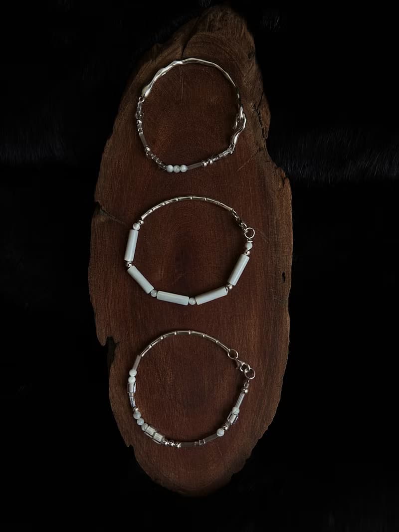 東方四季竹節 生長初時 天然貝殼珠x925銀 原創手作小眾串珠 手鏈