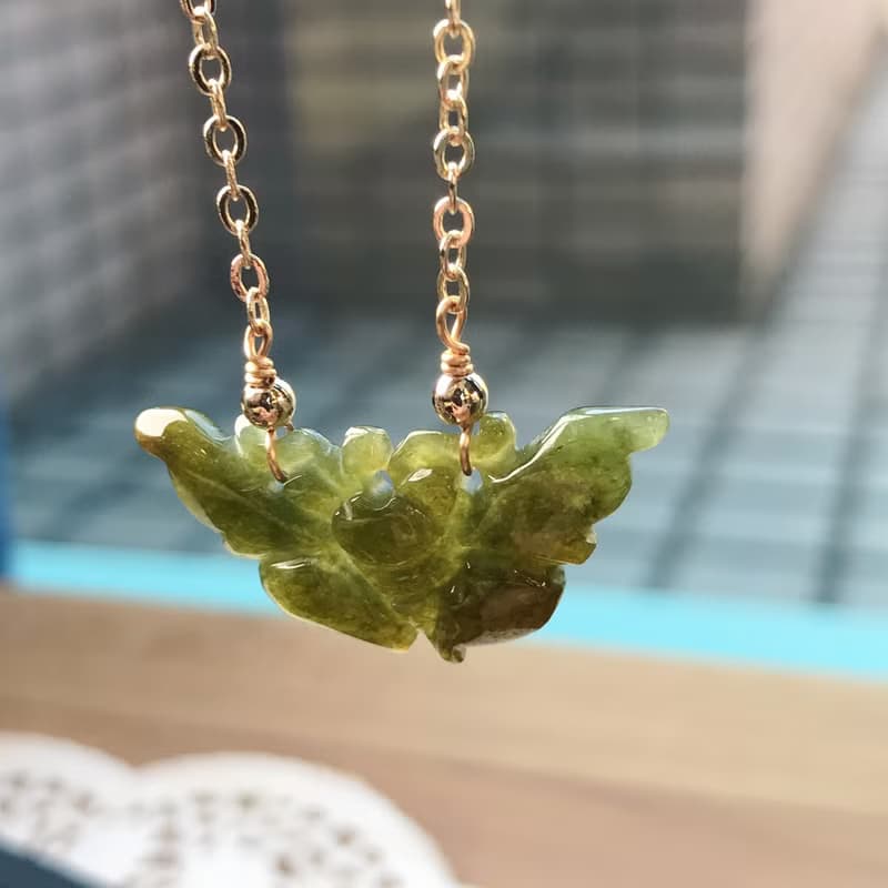 冰種翡翠花花設計款項鍊 14K包金 | 天然A貨翡翠 | 送禮